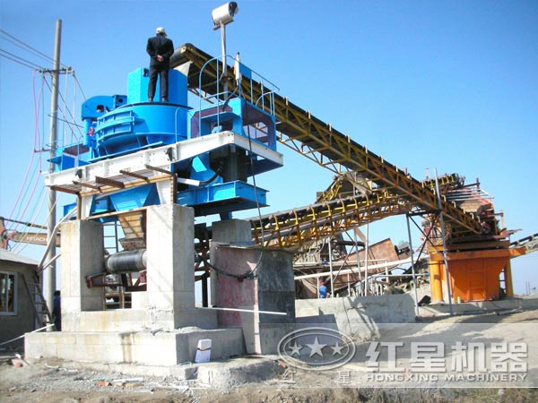 河卵石制砂機生產(chǎn)線現(xiàn)場示意圖