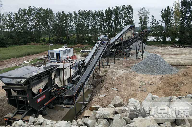 紅星機器移動破碎石子機加工現場 紅星機器移動破碎石子機加工現場